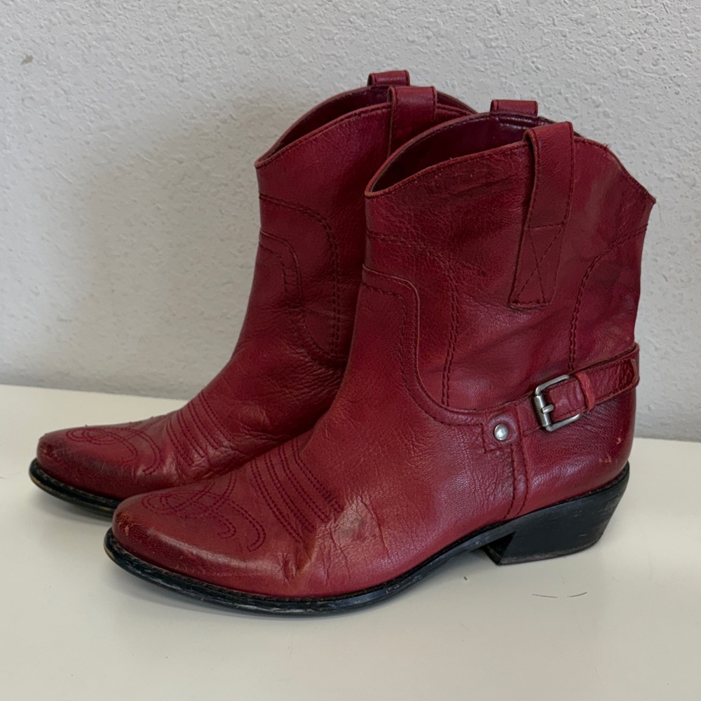Franco Sarto Cherry Red Ankle Boots